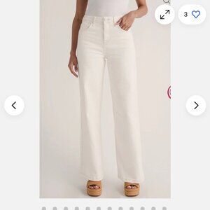 Risen - Lola Wideleg Full Length Jeans - Cream - NEW